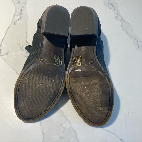 LUCKY BRAND Sz  10 Peep Toe Buckle Stacked Heel Ankle Leather Booties - Picture 11 of 13